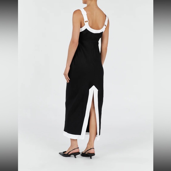 NWT DISSH Carter Black Linen Midi Dress - Picture 2 of 5